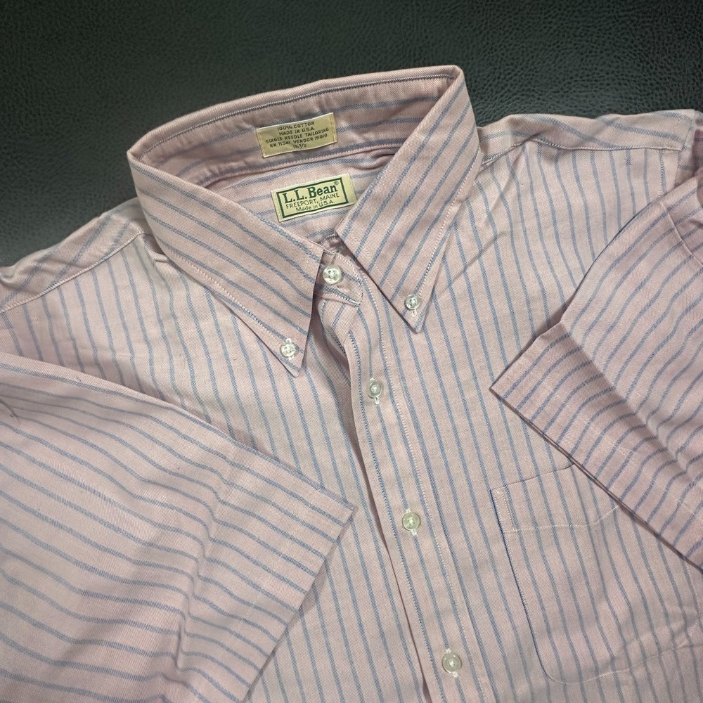 Vintage LL Bean Shirt Mens XL Pink Made in USA button Down 1990s Retro Grandpa
